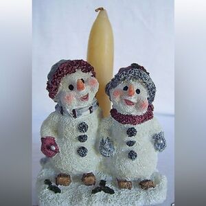 Skiing Snowman Candle Holder